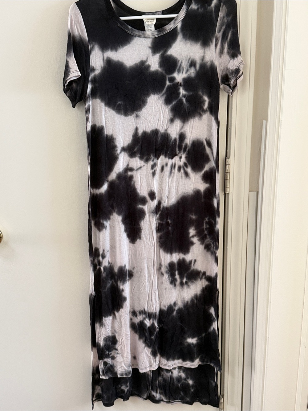 Caution To The Wind Black and White Tie-Dye Midi Dress